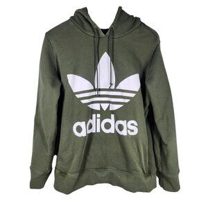 Adidas Trefoil Logo Hoodie Olive Green Cotton Blend‎ Size L